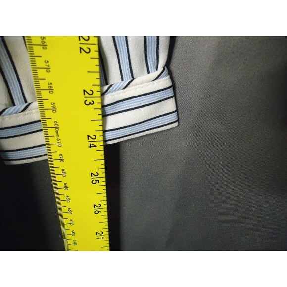 Time And Tru Tie Long Sleeve Wrap Dress Women’s Sz M 8-10 White Striped - Picture 11 of 13